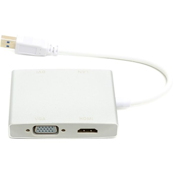 Переходник USB 3.0 to HDMI, DVI, VGA, RJ45 Gigabit Ethernet PowerPlant (CA912087) изображение 3