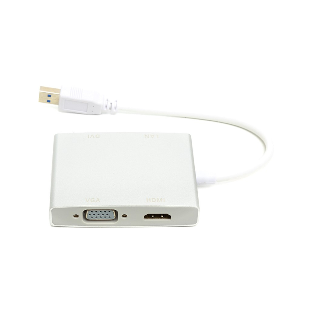 Перехідник USB 3.0 to HDMI, DVI, VGA, RJ45 Gigabit Ethernet PowerPlant (CA912087) зображення 3