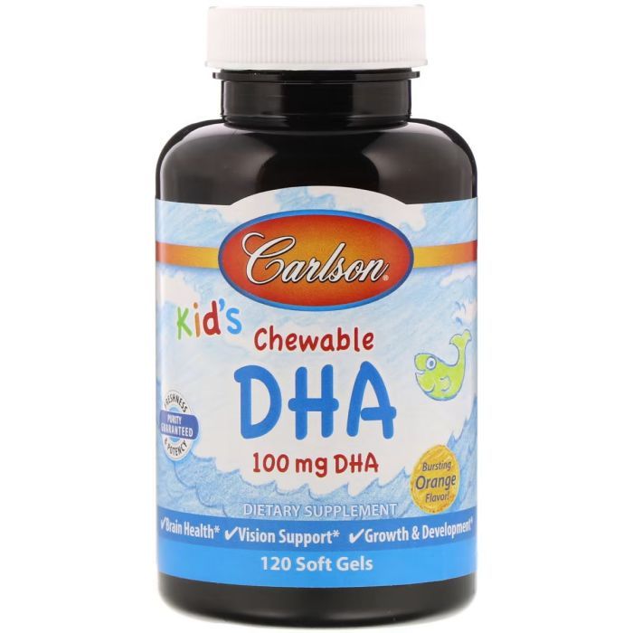 Жирные кислоты Carlson Рыбий жир (DHA) для Детей, Вкус Апельсина, Kid's Chewable, (CAR-01571)