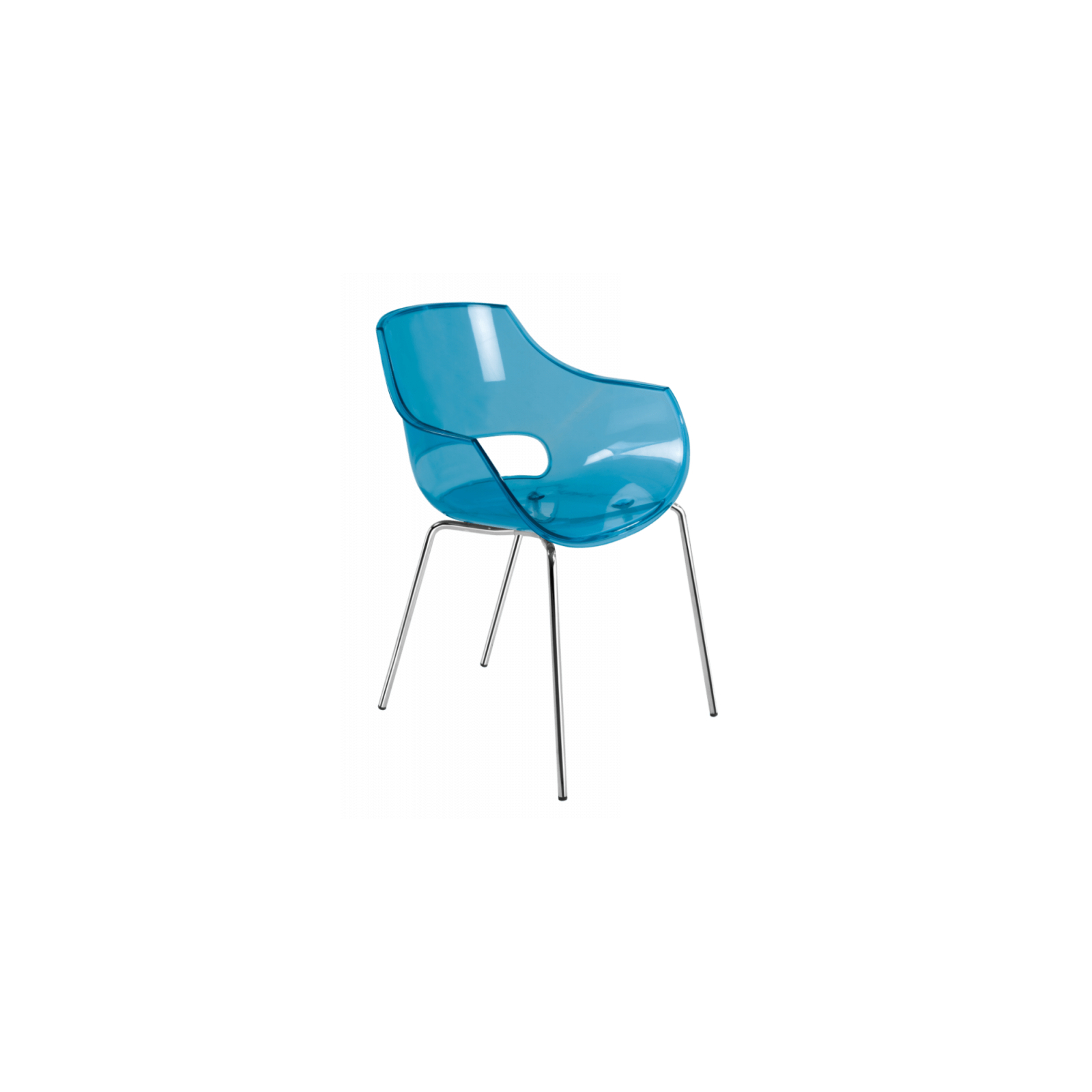 Кухонный стул PAPATYA OPAL, сиденье прозрачно-синее, ножки хромированные (2458)