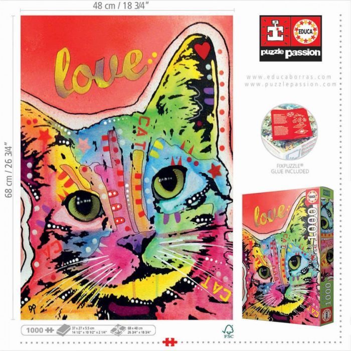 Пазл Educa Tilt Cat Love, Дин Руссо 1000 елементів (6337235) зображення 3