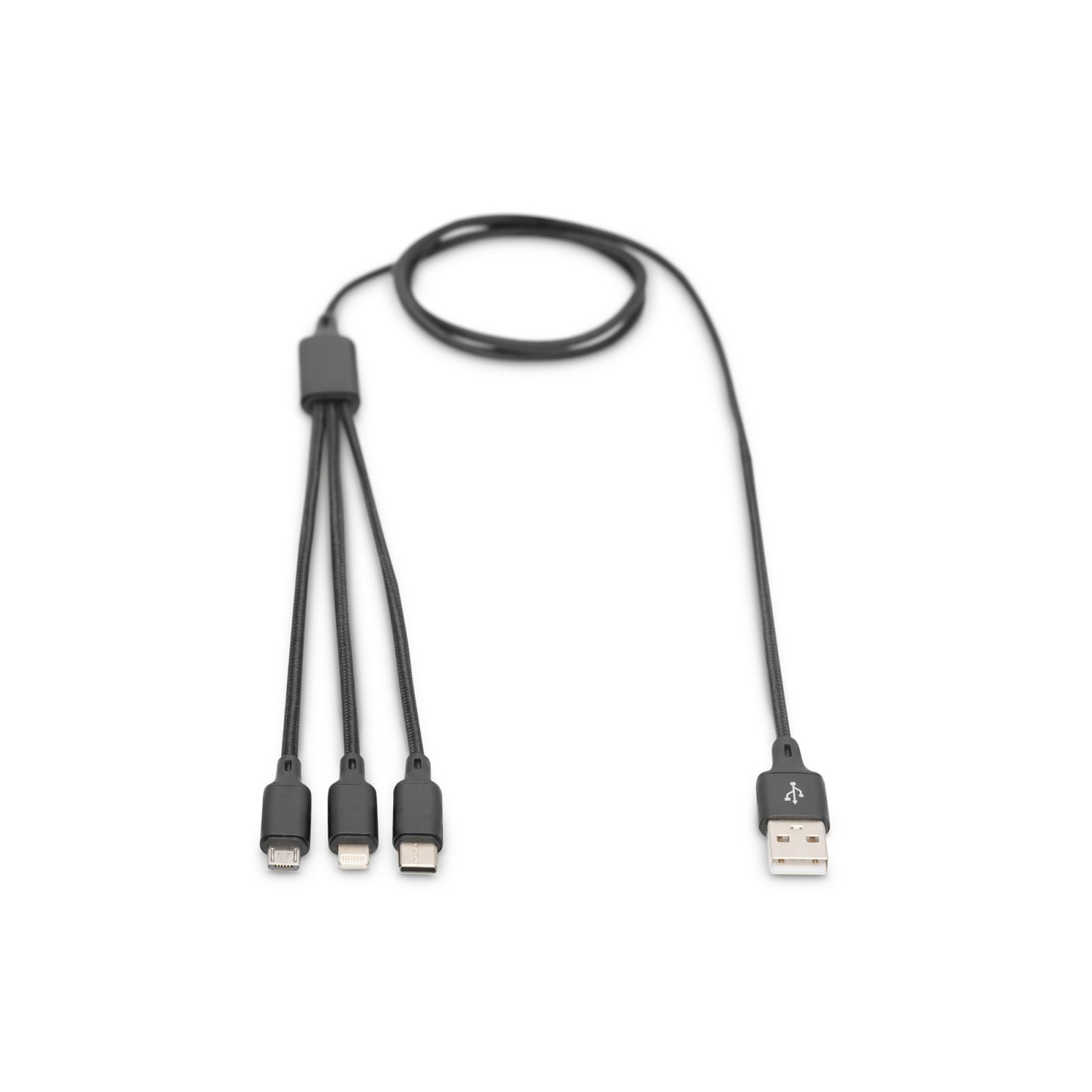 Дата кабель USB 2.0 AM to Lightning + Micro 5P + Type-C 1.0m charge only Digitus (AK-300160-010-S) зображення 5