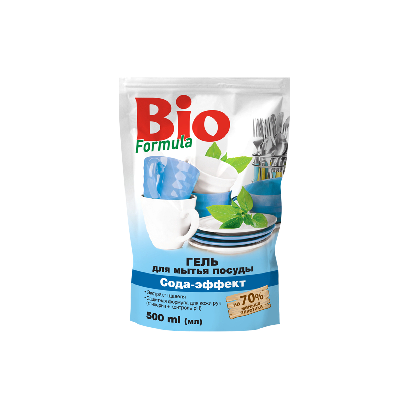 Средство для ручного мытья посуды Bio Formula Сода-эффект дой-пак 500 мл (4823015922725)