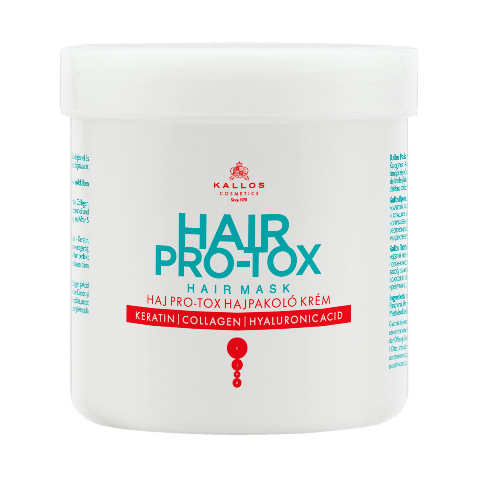 Маска для волос Kallos Cosmetics Hair Pro-Tox Восстанавливающая с кератином, коллагеном и гиалуроновой кислотой 500 мл (5998889511500)