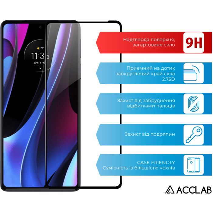 Скло захисне ACCLAB Full Glue MOTO EDGE 30 Pro 5G (1283126528545) зображення 3