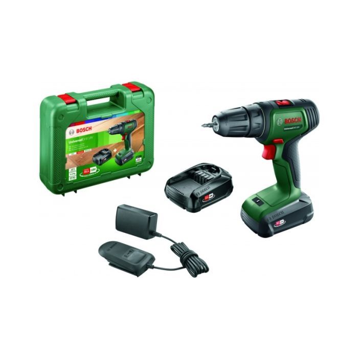 Шуруповерт Bosch UniversalDrill 18V, 2x1.5Ач, 40Нм, 440/1450 об/мин, ЗУ, 1.2кг, кейс (0.603.9D4.002) изображение 6