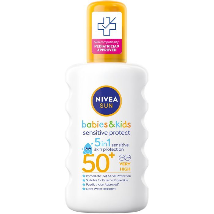 Средство от загара Nivea Sun Babies & Kids Детский солнцезащитный спрей Защита для чувствительной кожи SPF 50+ 200 мл (4005900592767/4005900600202)
