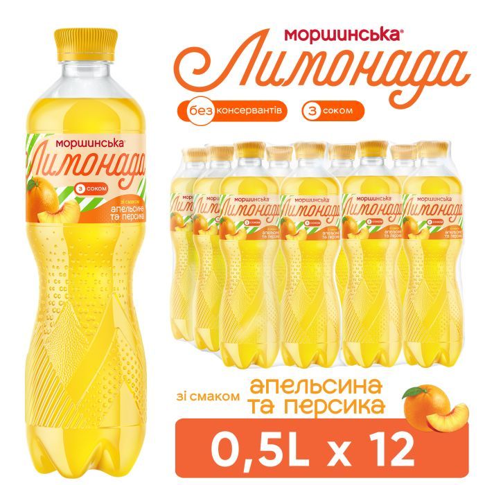 Напиток Моршинська сокосодержащий Лимонада со вкусом Апельсин-Персик 1.5 л (4820017002769) изображение 6
