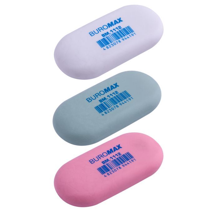 Гумка Buromax овальна, 49x23x9 мм синт.каучук, асорті кольорів (BM.1112) зображення 4