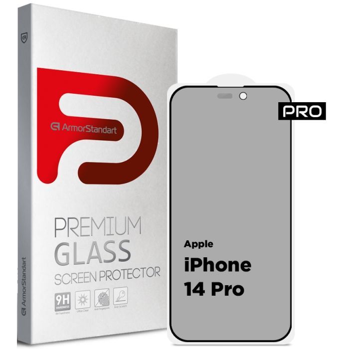 Скло захисне Armorstandart Pro Anti-spy Matte Apple iPhone 14 Pro Black (ARM68604)