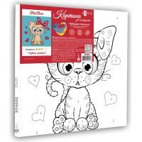 Картина по номерам Santi Рыжий котик 25*25 см неоновые краски. (954600) изображение 2