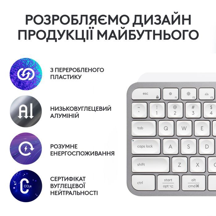 Клавіатура Logitech MX Keys S Wireless UA Pale Grey (920-011588) зображення 5