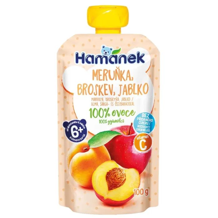 Детское пюре Hamanek из яблок, абрикосов и персиков 100 г (1215912)