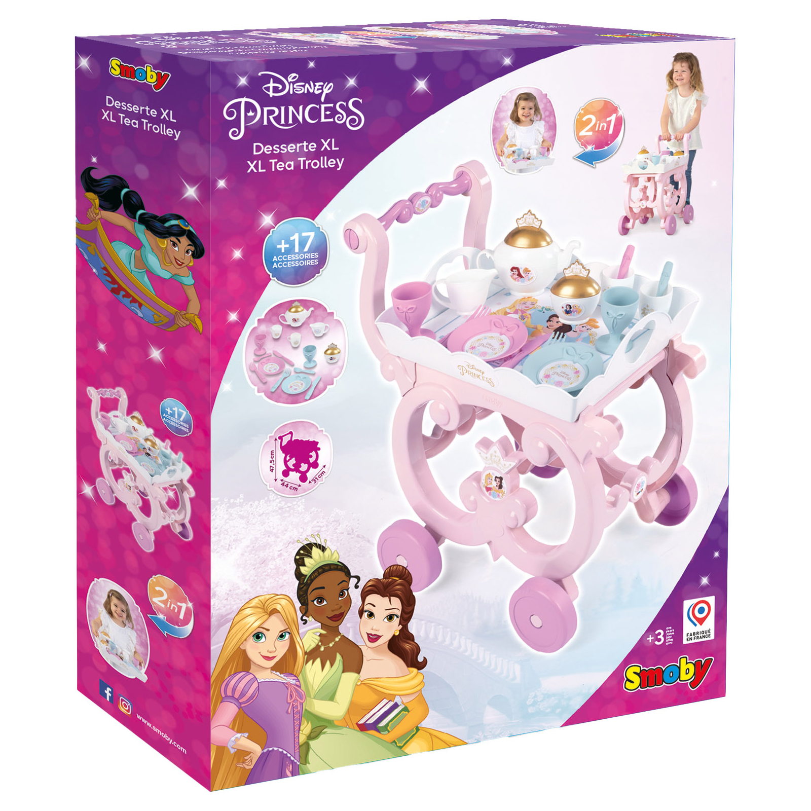 Ігровий набір Smoby Візок Дісней Принцеси зі знімним підносом із сервізом 17 аксесуарів (312502) зображення 3