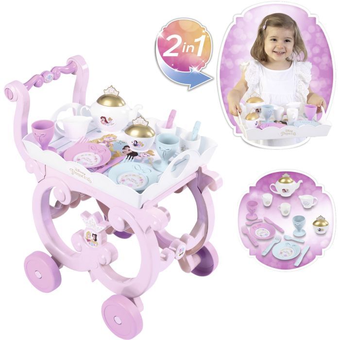Игровой набор Smoby Тележка Дисней Принцессы со съемным подносом с сервизом 17 аксессуаров (312502) изображение 4