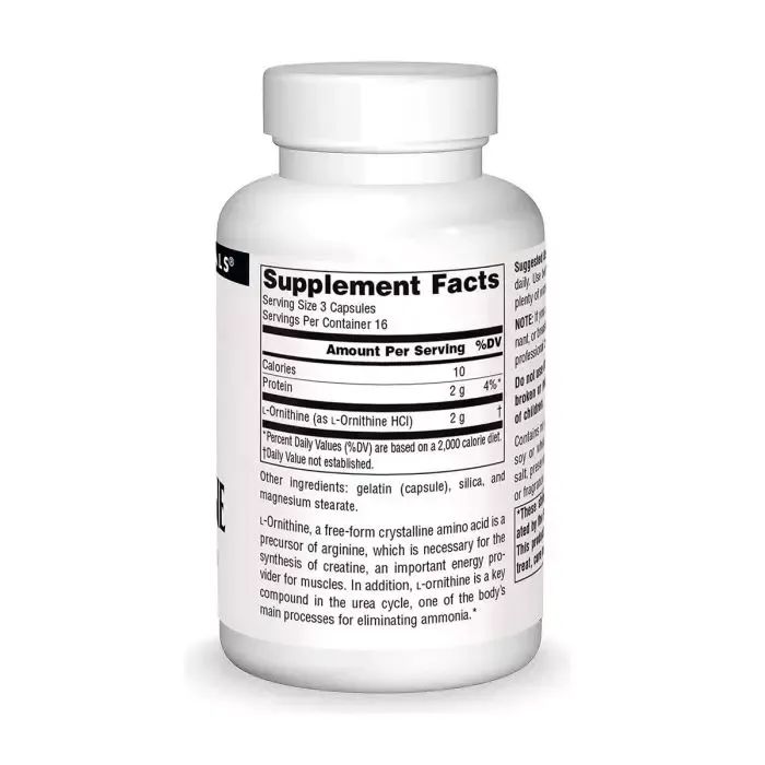 Амінокислота Source Naturals Орнітин, 667 мг, L-Ornithine, 50 капсул (SN1641) зображення 2