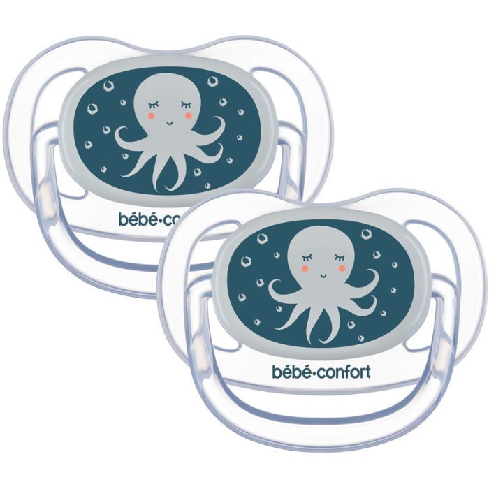 Пустушка Bebe Confort Physio Air, світиться в темряві, 2 шт, 0/6 міс (Blue Octopus) (3104201940)