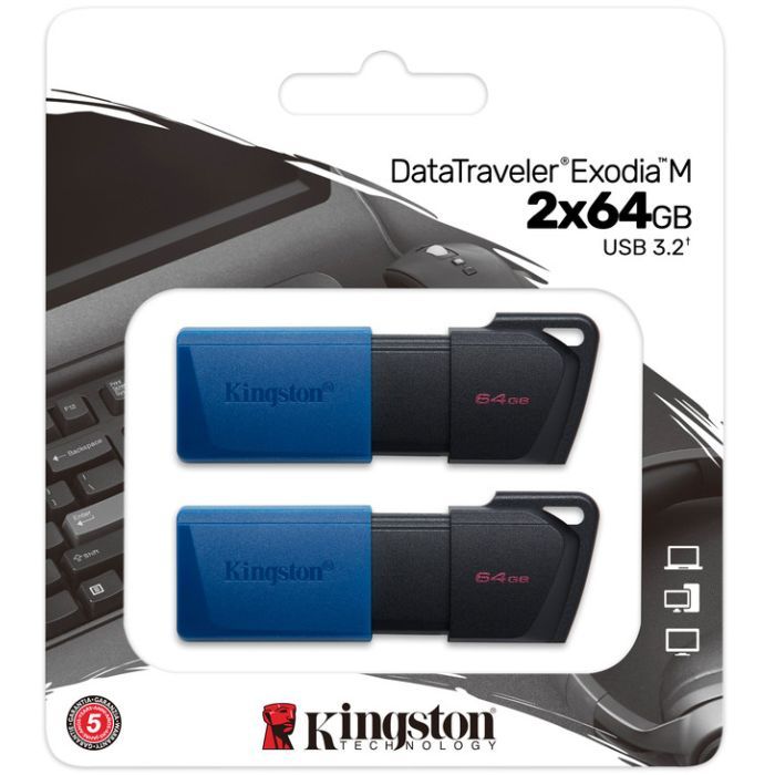 USB флеш накопитель Kingston 2x64GB DataTraveler Exodia M Black/Blue USB 3.2 (DTXM/64GB-2P) изображение 6