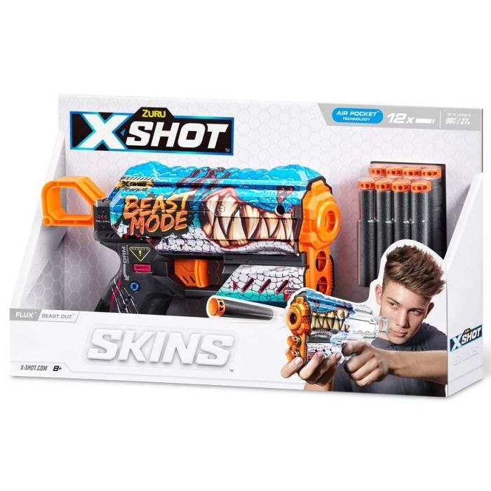 Игрушечное оружие Zuru X-Shot Быстрострельный бластер Skins Flux Beast Out (8 патронов) (36516L) изображение 3