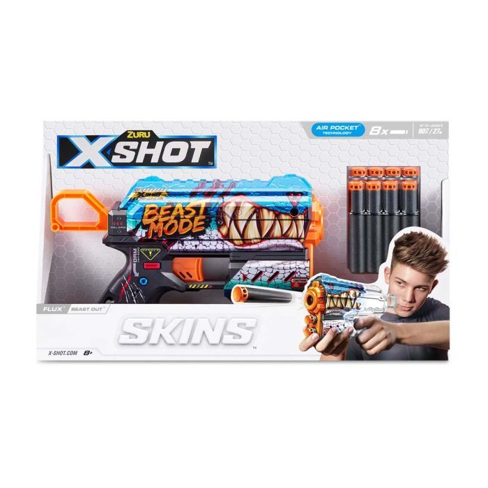 Игрушечное оружие Zuru X-Shot Быстрострельный бластер Skins Flux Beast Out (8 патронов) (36516L) изображение 4