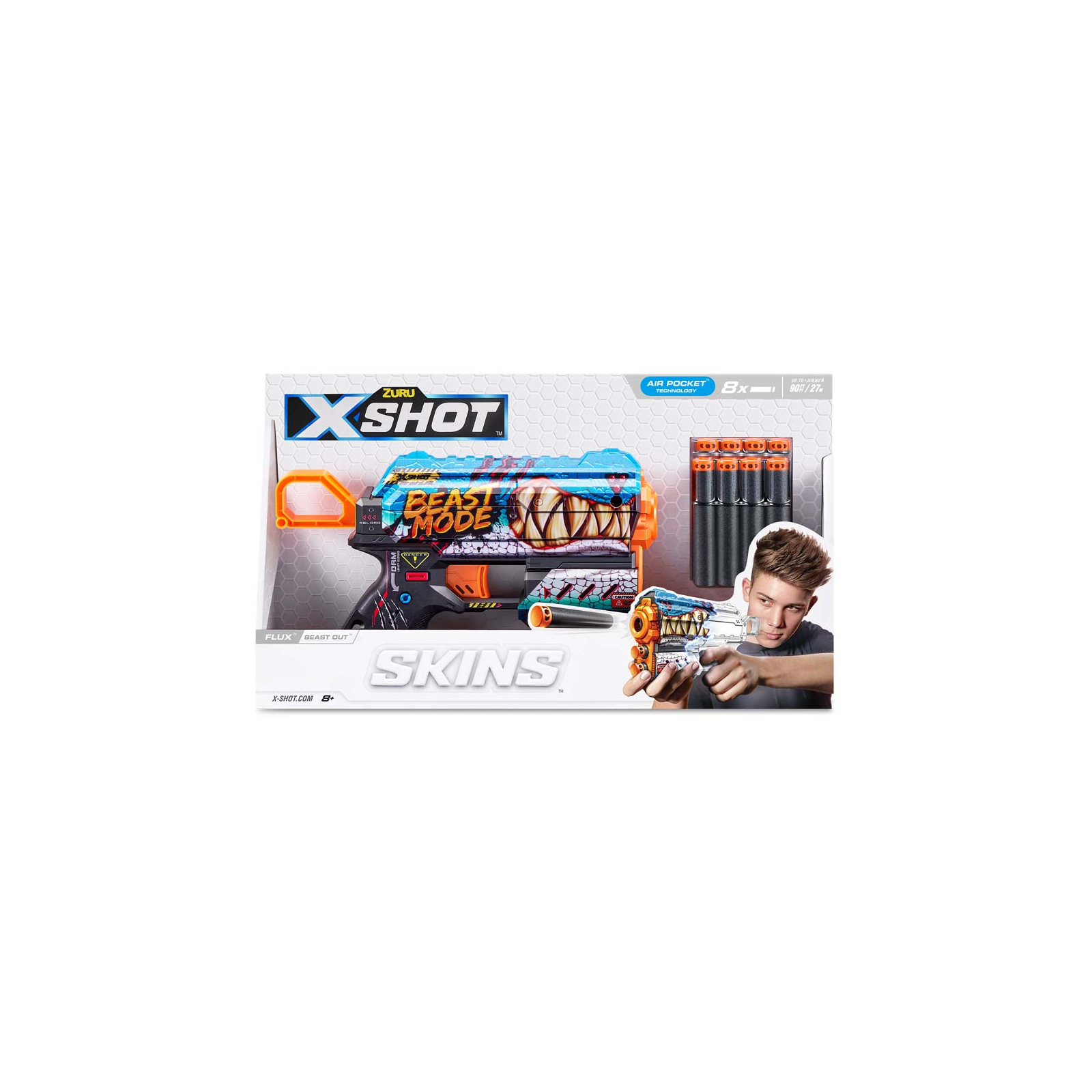 Игрушечное оружие Zuru X-Shot Быстрострельный бластер Skins Flux Beast Out (8 патронов) (36516L) изображение 4
