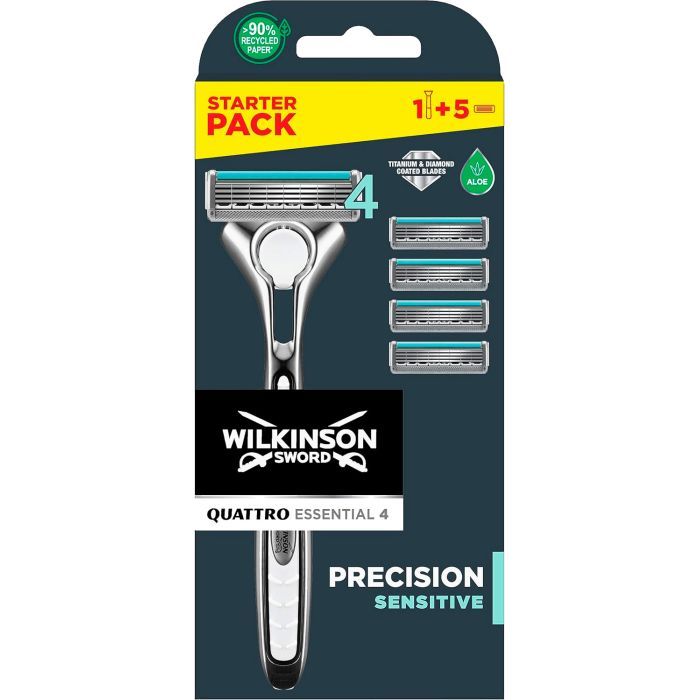 Бритва Wilkinson Sword Quattro Sensitive + 4 сменные картриджи (4027800299805)