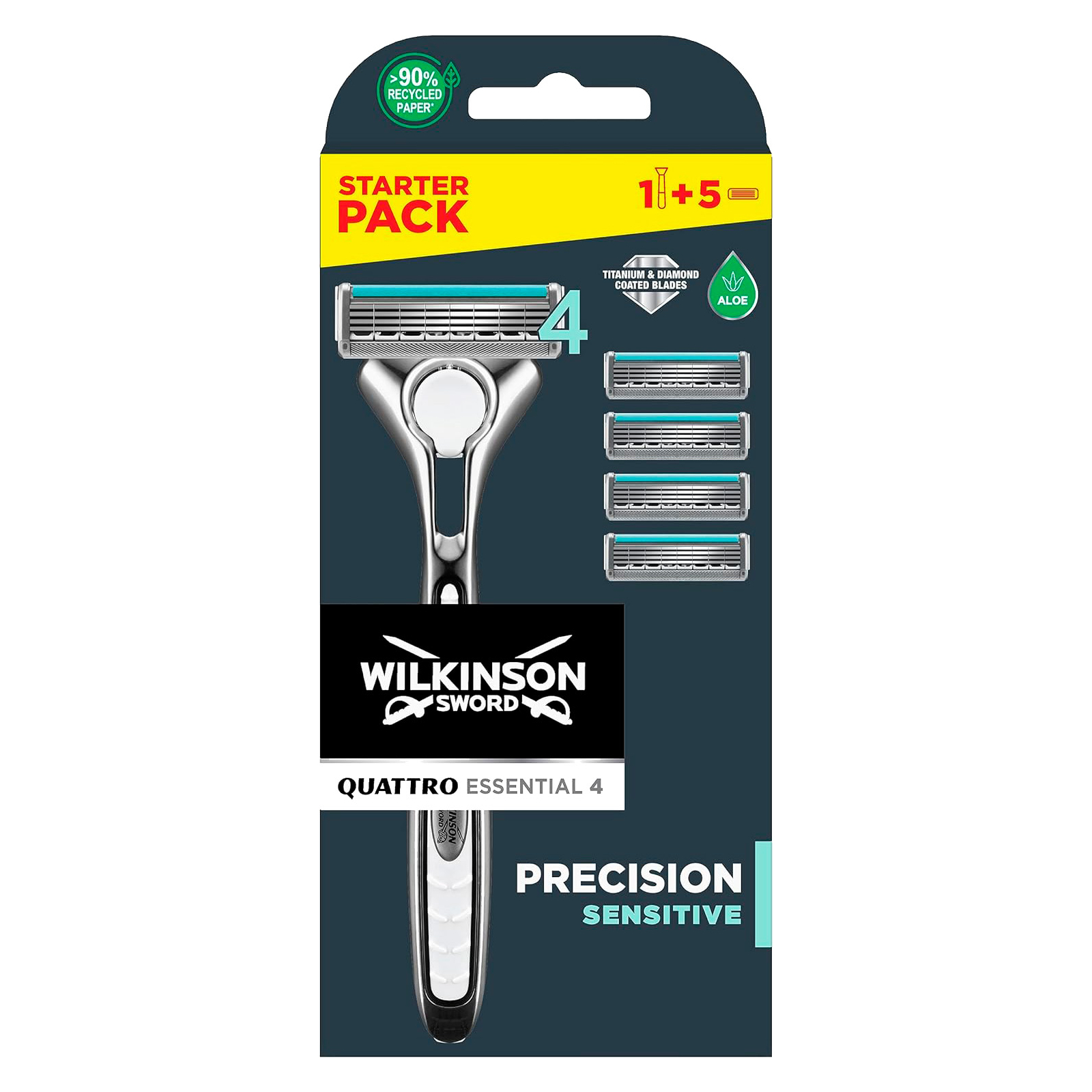 Бритва Wilkinson Sword Quattro Sensitive + 4 сменные картриджи (4027800299805)