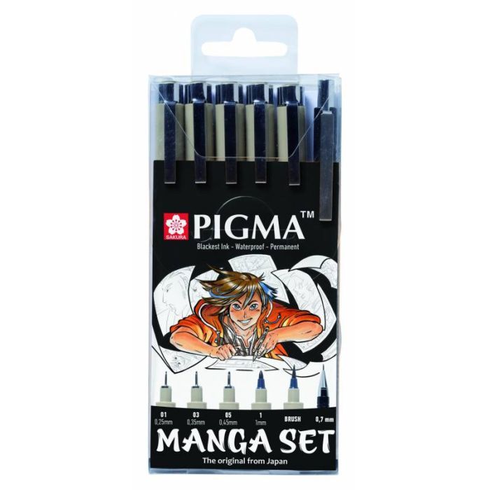 Лайнер Sakura Набор лайнеров для манга MANGA PIGMA TOOL SET, 6 шт (8712079397609)