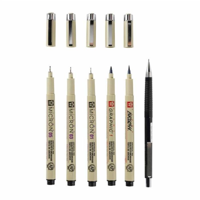 Лайнер Sakura Набор лайнеров для манга MANGA PIGMA TOOL SET, 6 шт (8712079397609) изображение 2