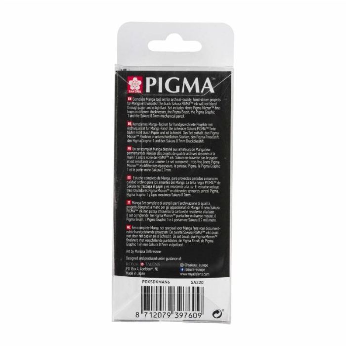Лайнер Sakura Набор лайнеров для манга MANGA PIGMA TOOL SET, 6 шт (8712079397609) изображение 3