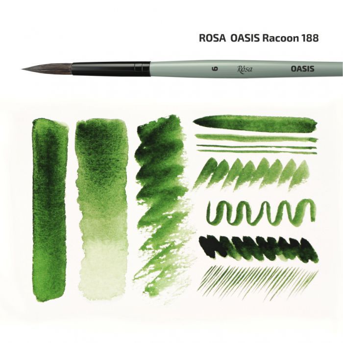 Пензлик для малювання Rosa Єнот круглий OASIS 188, № 12 (4823098516842) зображення 2