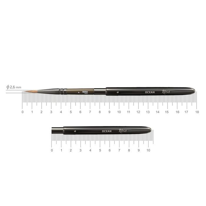 Пензлик для малювання Rosa Соболь круглий, TRAVEL BRUSH, OCEAN 168, № 6 (4823098516781)