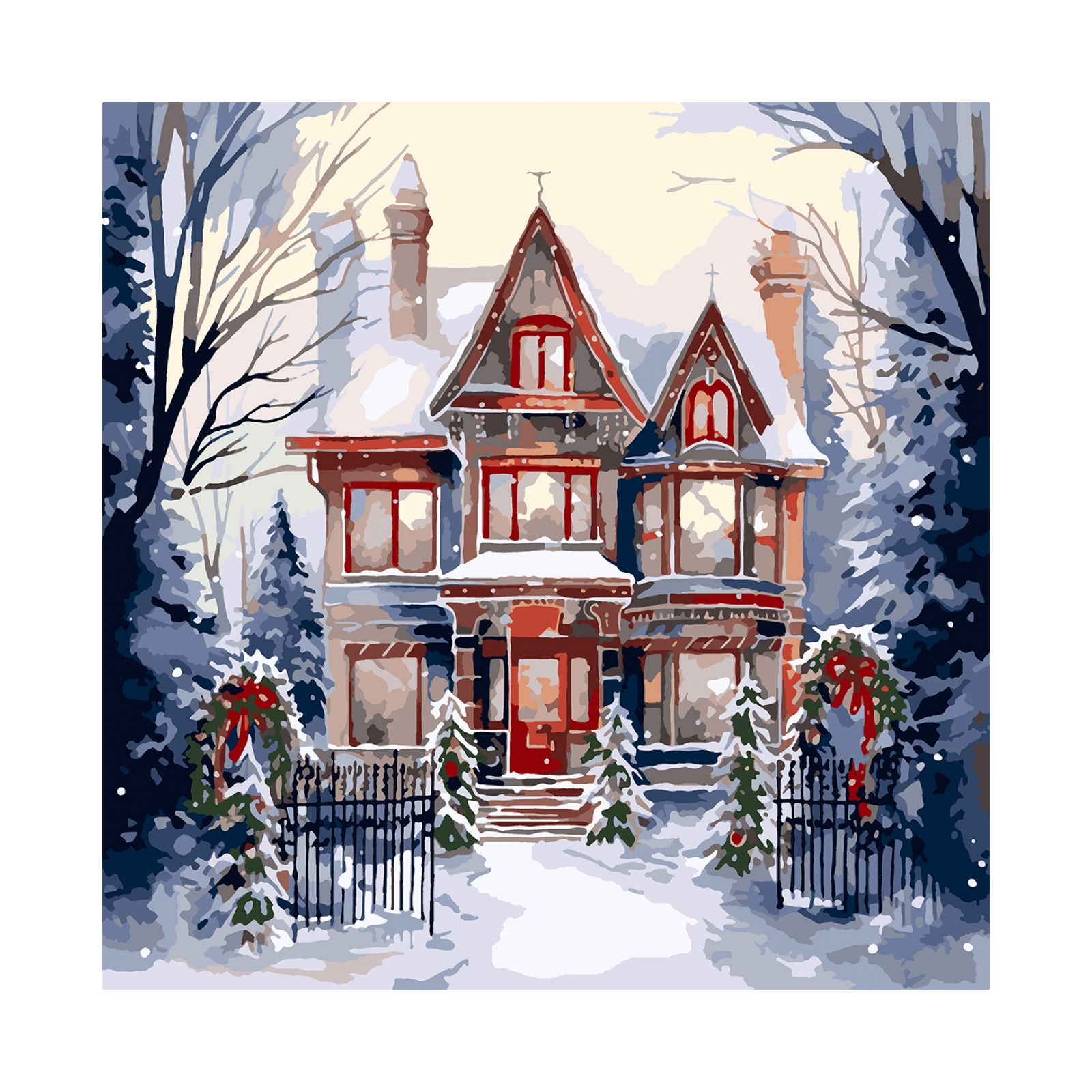 Картина по номерам Santi Дом в зимнем лесу 40х40 см (954751)