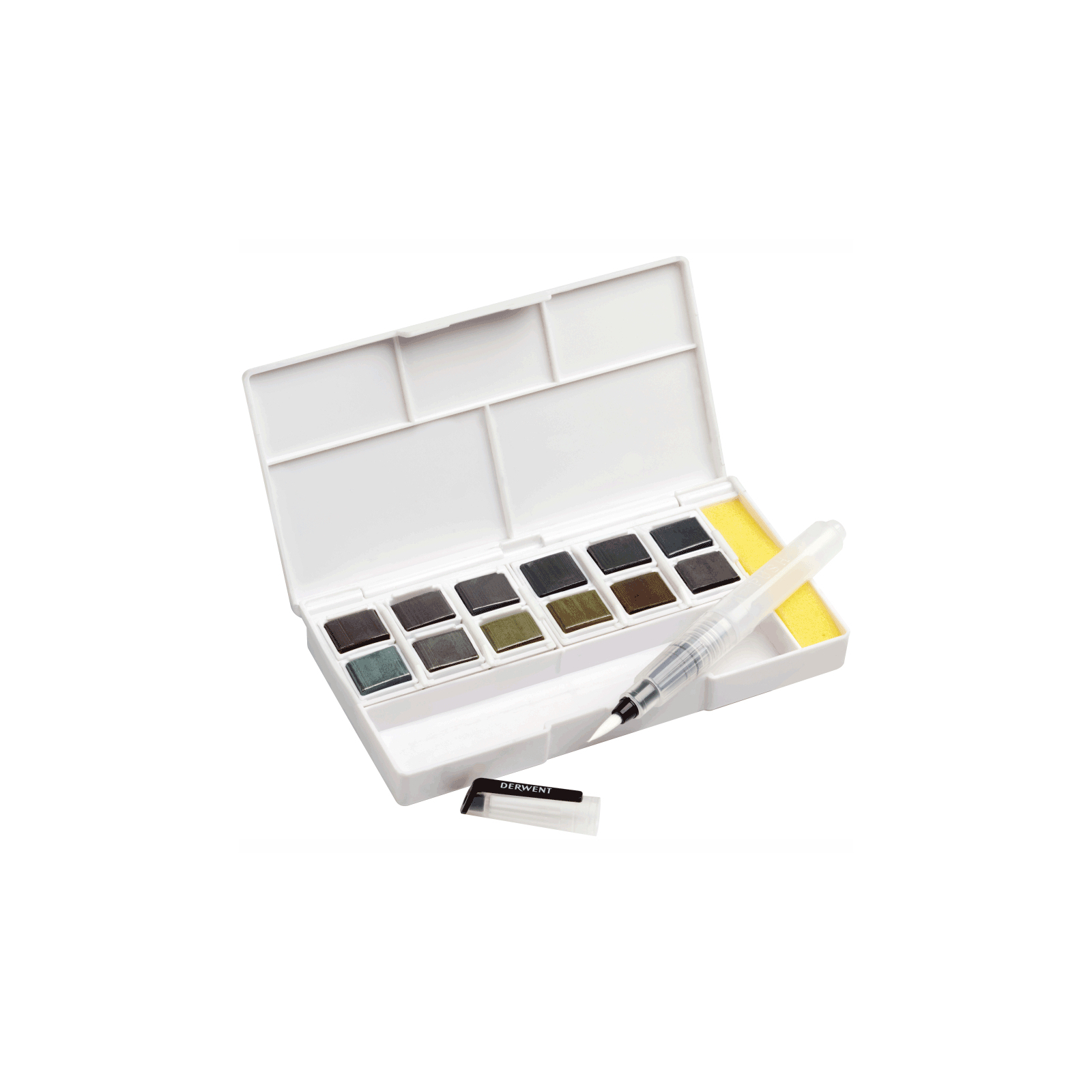 Художественный набор Derwent Graphitint Paint Pan, 12 цветов+кисть с резервуаром (5028252607063) изображение 3