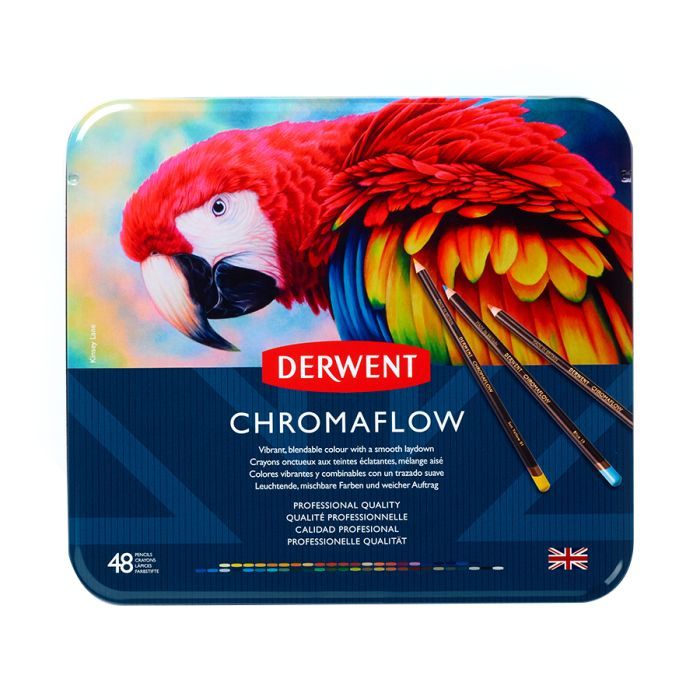 Карандаши цветные Derwent Chromaflow 48 цв. в металлическом пенале (5028252627511)
