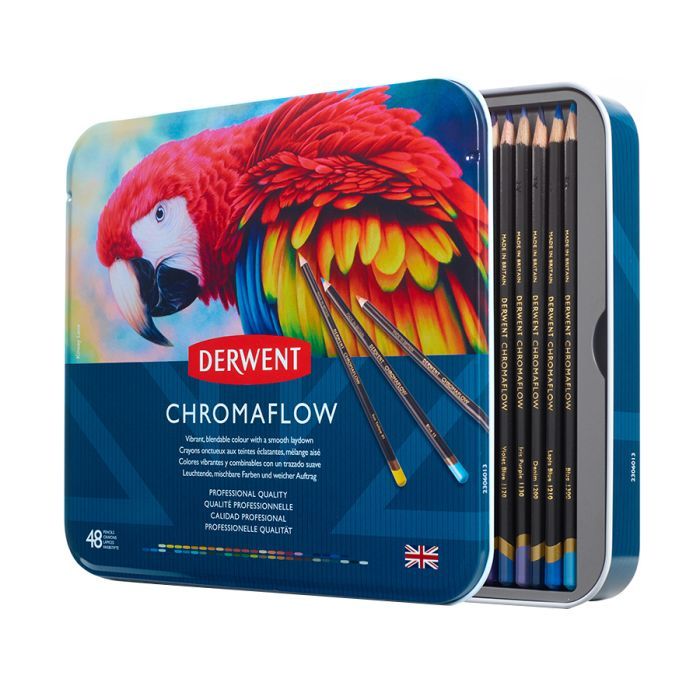 Карандаши цветные Derwent Chromaflow 48 цв. в металлическом пенале (5028252627511) изображение 9