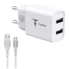 Зарядний пристрій T-Phox TCC-224 Pocket Dual USB + MicroUSB cable White (TCC-224 (W)+Micro) зображення 2