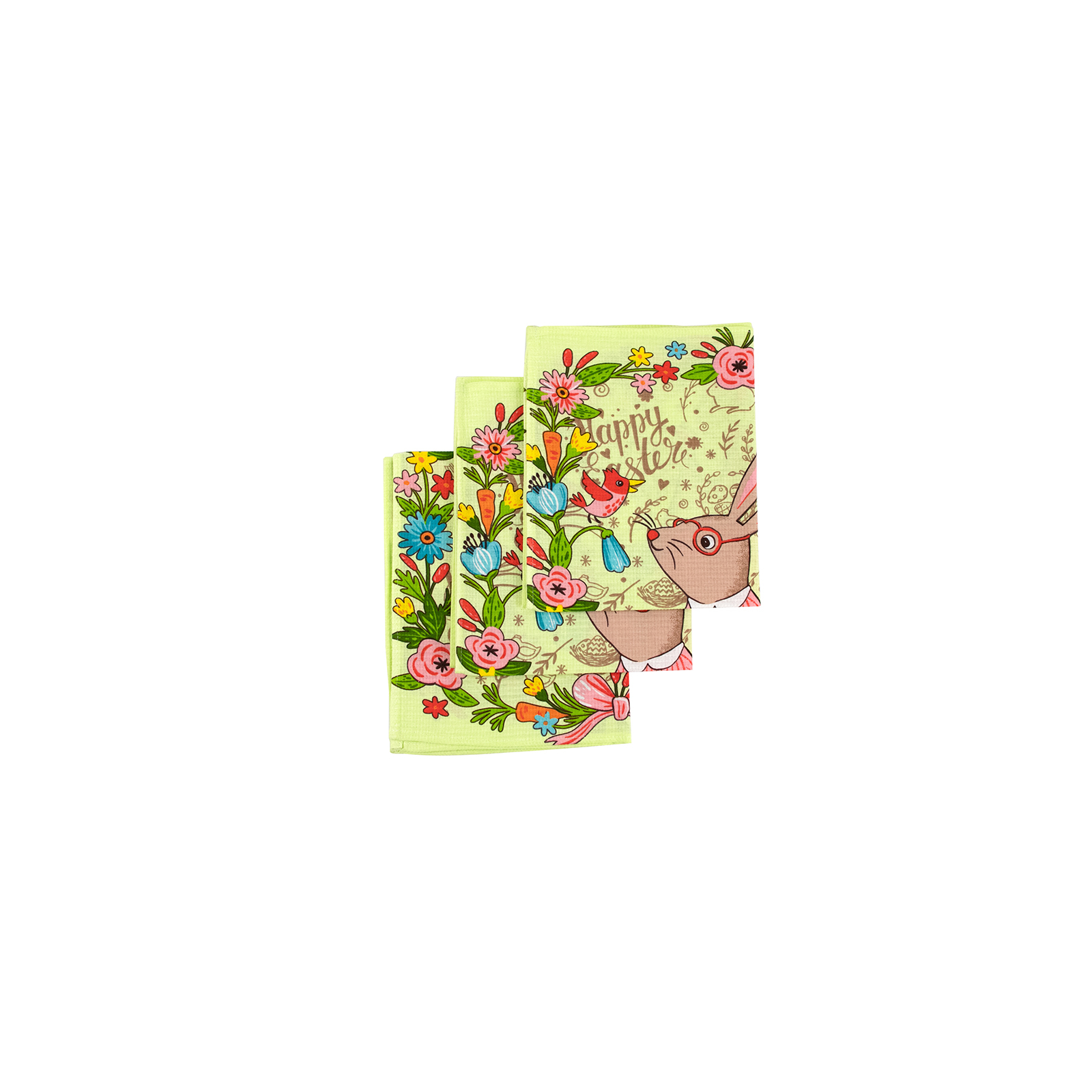 Рушник Руно Набір вафельних Великодній Зайчик салатовий 45х60 см 3 шт (710Т_Пасхальний Зайчик салатовий) зображення 3