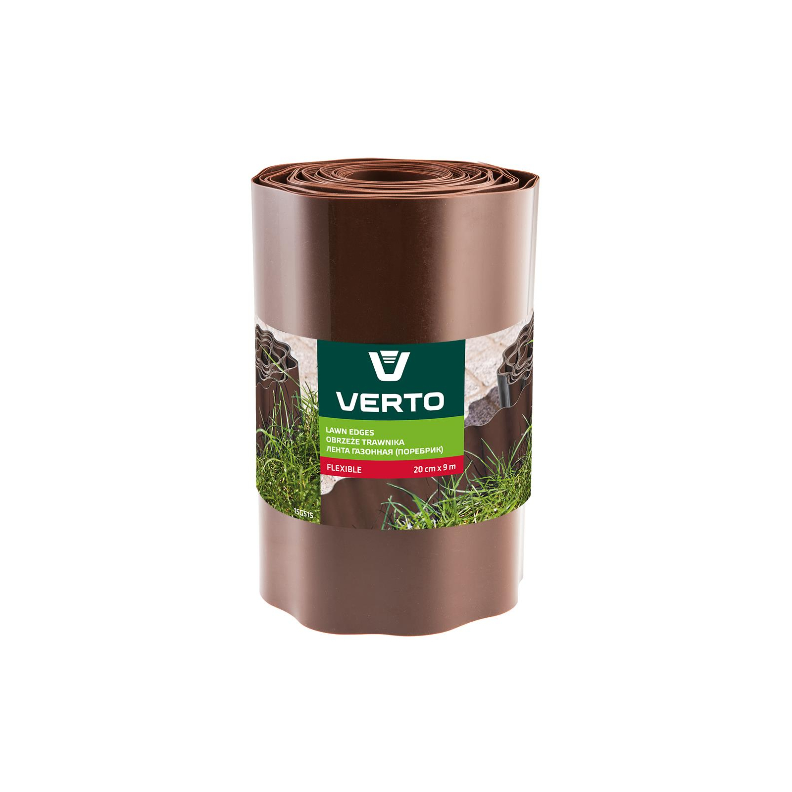 Садовое ограждение Verto лента газонная, бордюрная, волнистая, 20смх9м, коричневая (15G515)