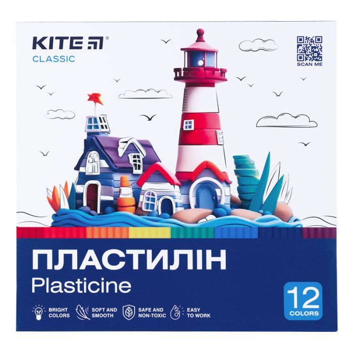 Пластилин Kite Classic 12 цветов, 240 г (K-1086)