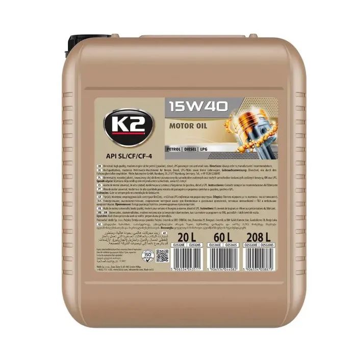 Моторное масло K2 SL/CF 15W-40 20 л (O25320E)