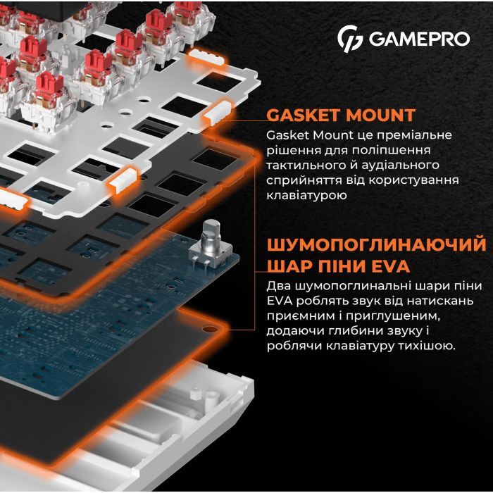 Клавиатура GamePro MK160B Hot-Swap Red Swich RGB USB UA Black (MK160B) изображение 8