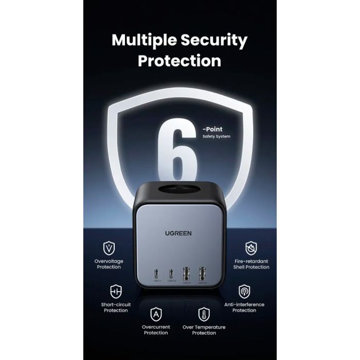 Зарядний пристрій Ugreen 4xUSB 65W DigiNest Cube (2хUSB-C+2xUSB-A) CD268 (60113) зображення 9