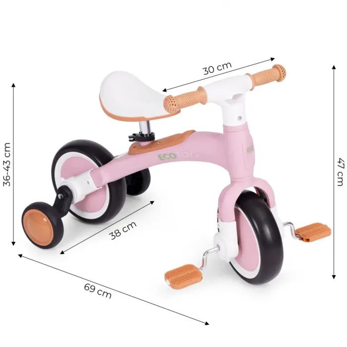 Беговел Ecotoys Велосипед 3 в 1 Freedom Pink (LC-V1359 PINK) изображение 8