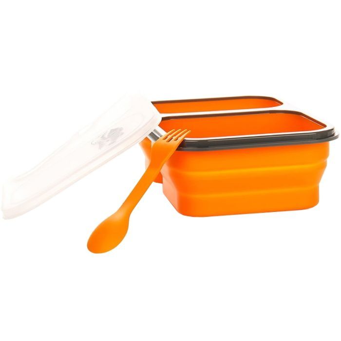 Набір туристичного посуду Tramp 2 отсека силиконовый 900ml с ловилкой orange (TRC-090-orange) зображення 3