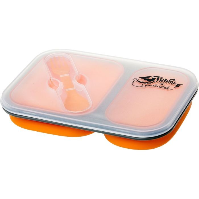 Набір туристичного посуду Tramp 2 отсека силиконовый 900ml с ловилкой orange (TRC-090-orange) зображення 4