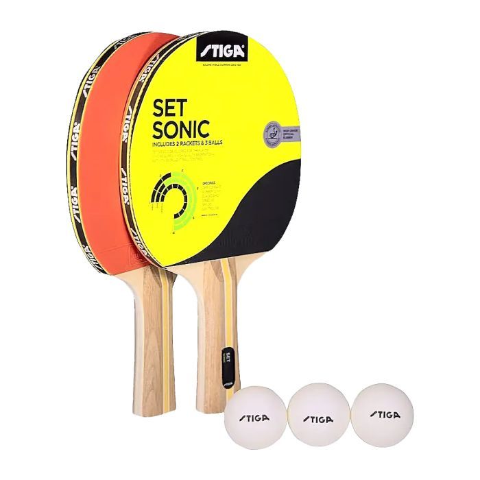Комплект для настільного тенісу Stiga Sonic Hobby 2 Bats 3 Balls (1220-2816-01) (931158)