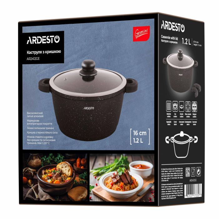 Кастрюля Ardesto Gemini Anzio, 1.8л, алюміній, чорний (AR2418GE) изображение 12