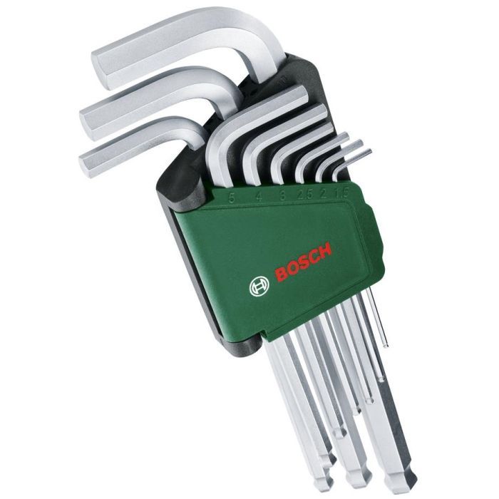 Ключ Bosch шестигранний, набір 9шт, кулястий наконечник, 1.5-10мм, CrV (1.600.A03.2V1)