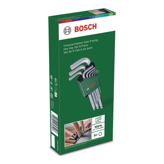 Ключ Bosch шестигранний, набір 9шт, кулястий наконечник, 1.5-10мм, CrV (1.600.A03.2V1) зображення 6